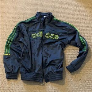 Adidas Men striped green navy blue Zipper jacket